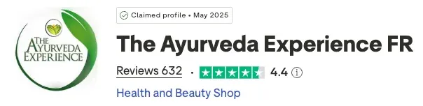 capture de la carte Trustpilot The Ayurveda Experience avec note moyenne et nombre d'avis