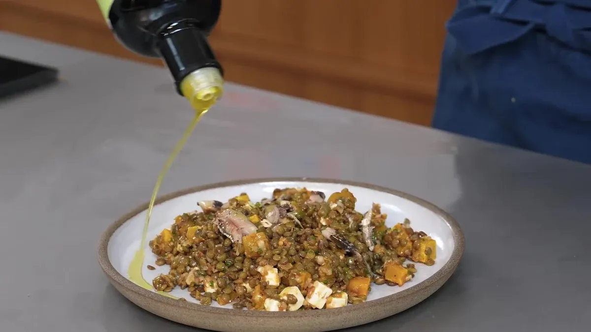 Salade de lentilles, feta et butternut rôti