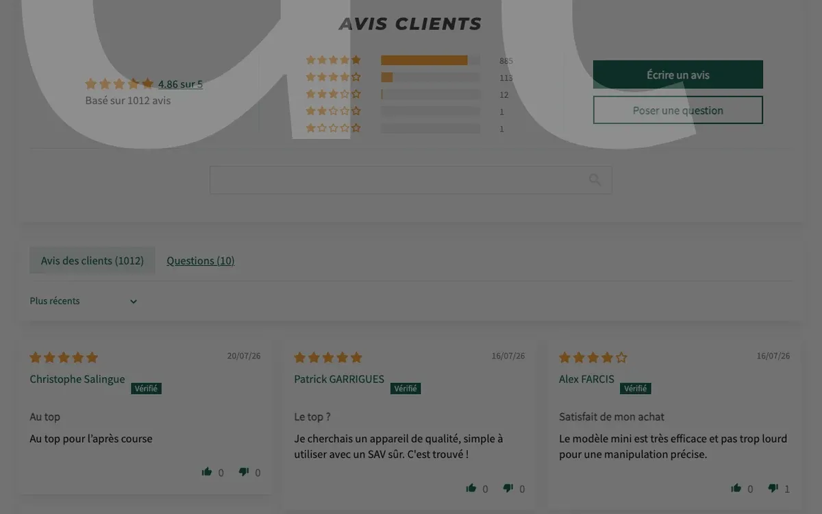 Avis clients vérifiés du Jolt Mini : 4,86 sur 5 pour 1 012 avis