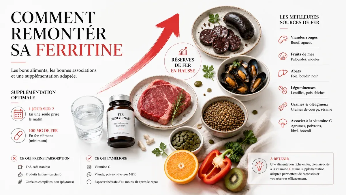 Infographie : Quels aliments remontent réellement la ferritine