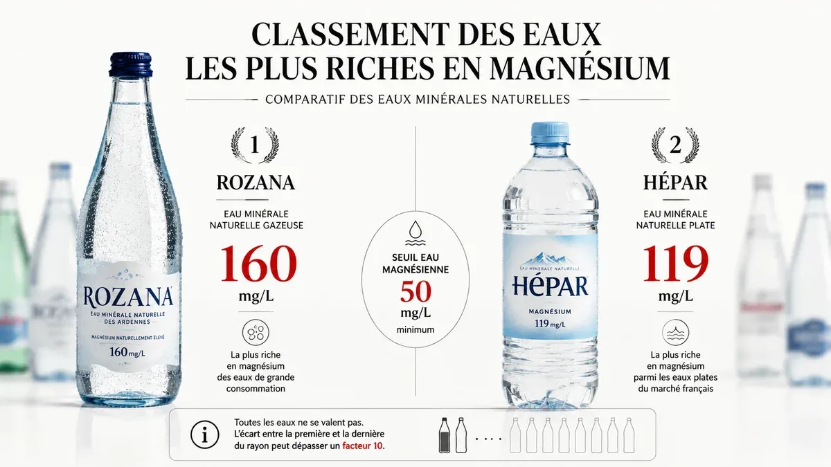 Infographie : Les eaux minérales les plus riches en magnésium