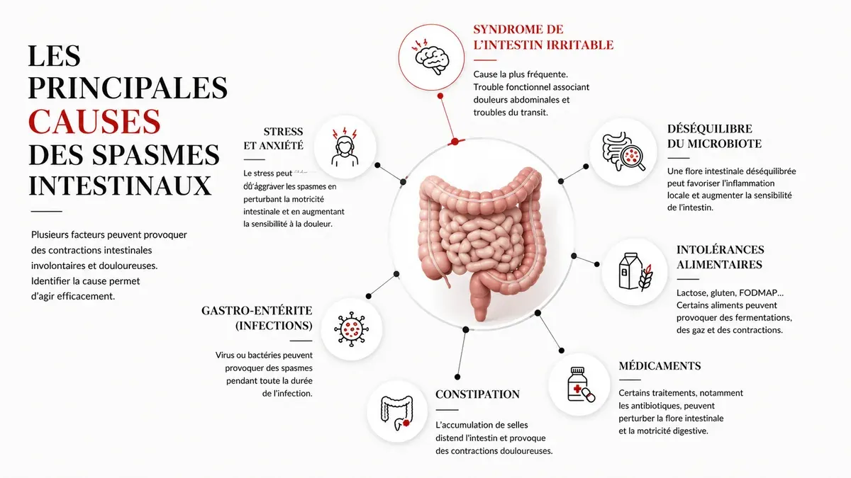 Infographie : Les autres causes possibles de spasmes intestinaux