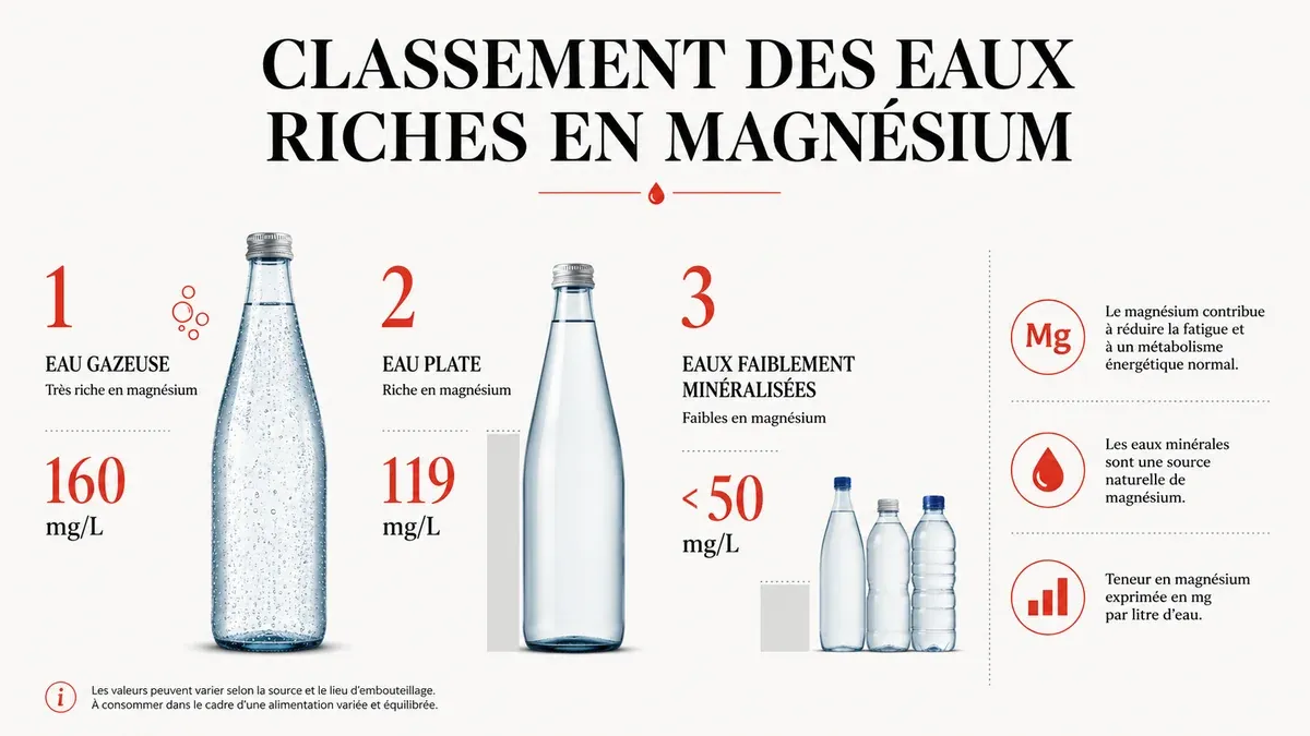 Infographie : Les eaux minérales les plus riches en magnésium