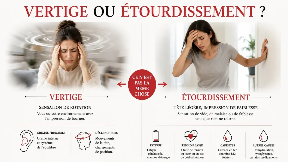 Infographie : Vertige ou étourdissement, deux choses différentes