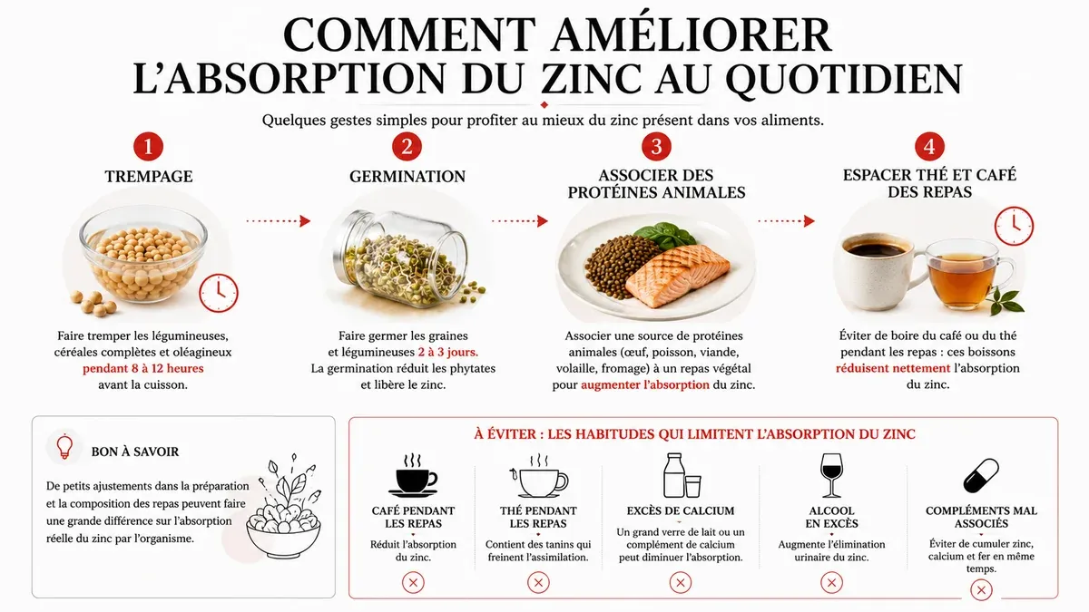 Infographie : Comment améliorer l'absorption du zinc au quotidien