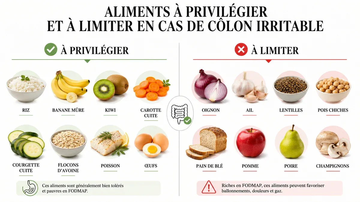 Infographie : Les aliments à privilégier quand le côlon est irritable