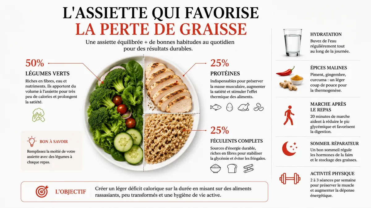 Infographie : Construire une assiette qui exploite vraiment les aliments brûle-graisses