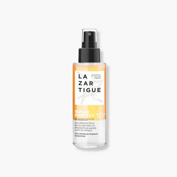 Le flacon de Solar Protect SPF 50+ de Lazartigue, eau protectrice anti-UV de 100 ml