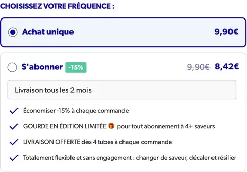 Prix officiel Hydratis : tube de 20 pastilles à 9,90 € et abonnement à -15%