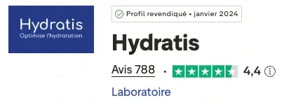 Fiche Trustpilot Hydratis : 4,4 sur 5 pour 788 avis