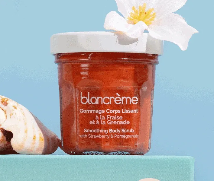 Gommage corps Fraise et Grenade Blancrème de la box Prescription Lab août 2026