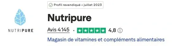 Fiche Trustpilot Nutripure : 4,8 sur 5 pour 4 145 avis