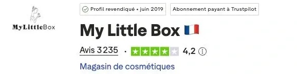 Fiche Trustpilot My Little Box notée 4,2 sur 5 pour 3 235 avis
