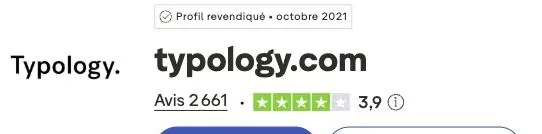 Note Trustpilot de Typology : 3,9 sur 5 sur 2 661 avis