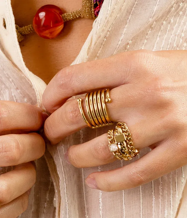 Bagues Zag Bijoux fines et larges en acier inoxydable à empiler