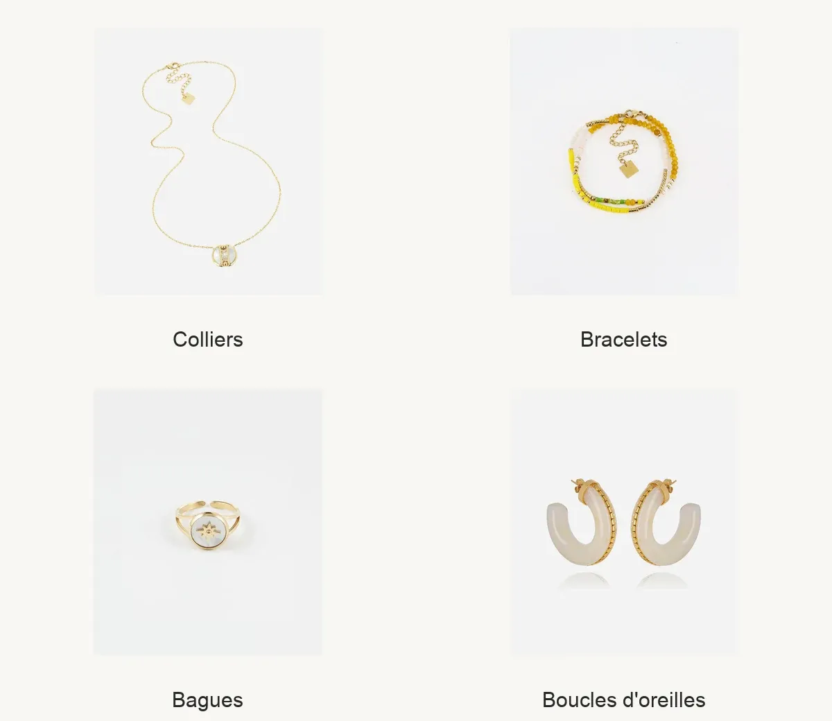 Les familles de bijoux Zag : colliers, bracelets, bagues et boucles d'oreilles