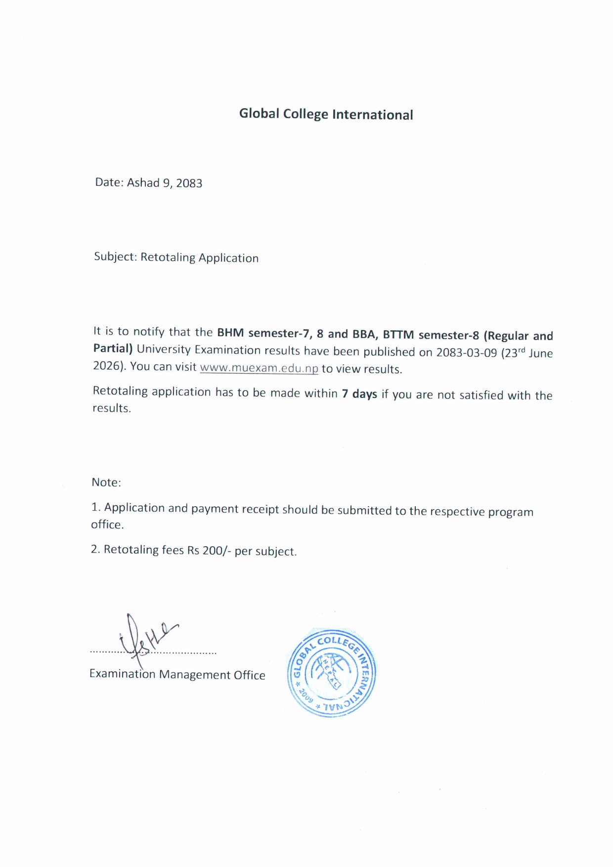 Retotaling Notice 2083-03-09