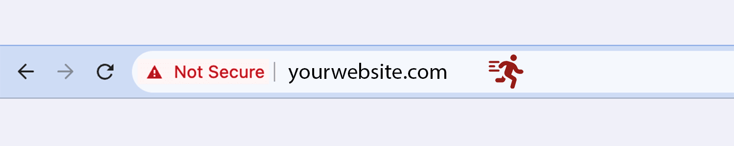 Screenshot mock-up of a browser showing an insecure website