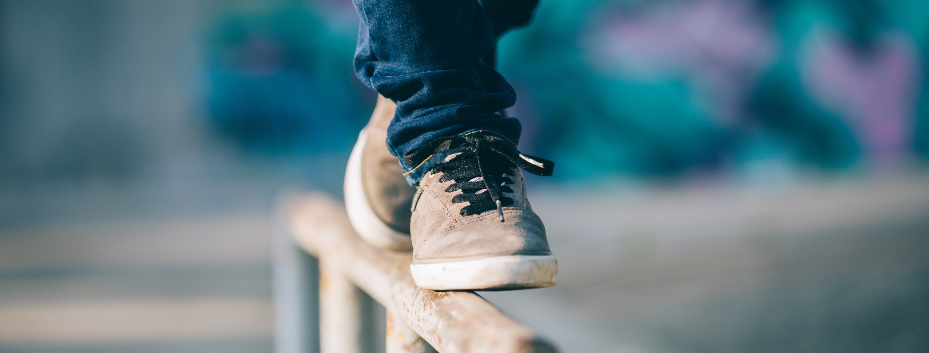 Legs walking on steel pipe with balance