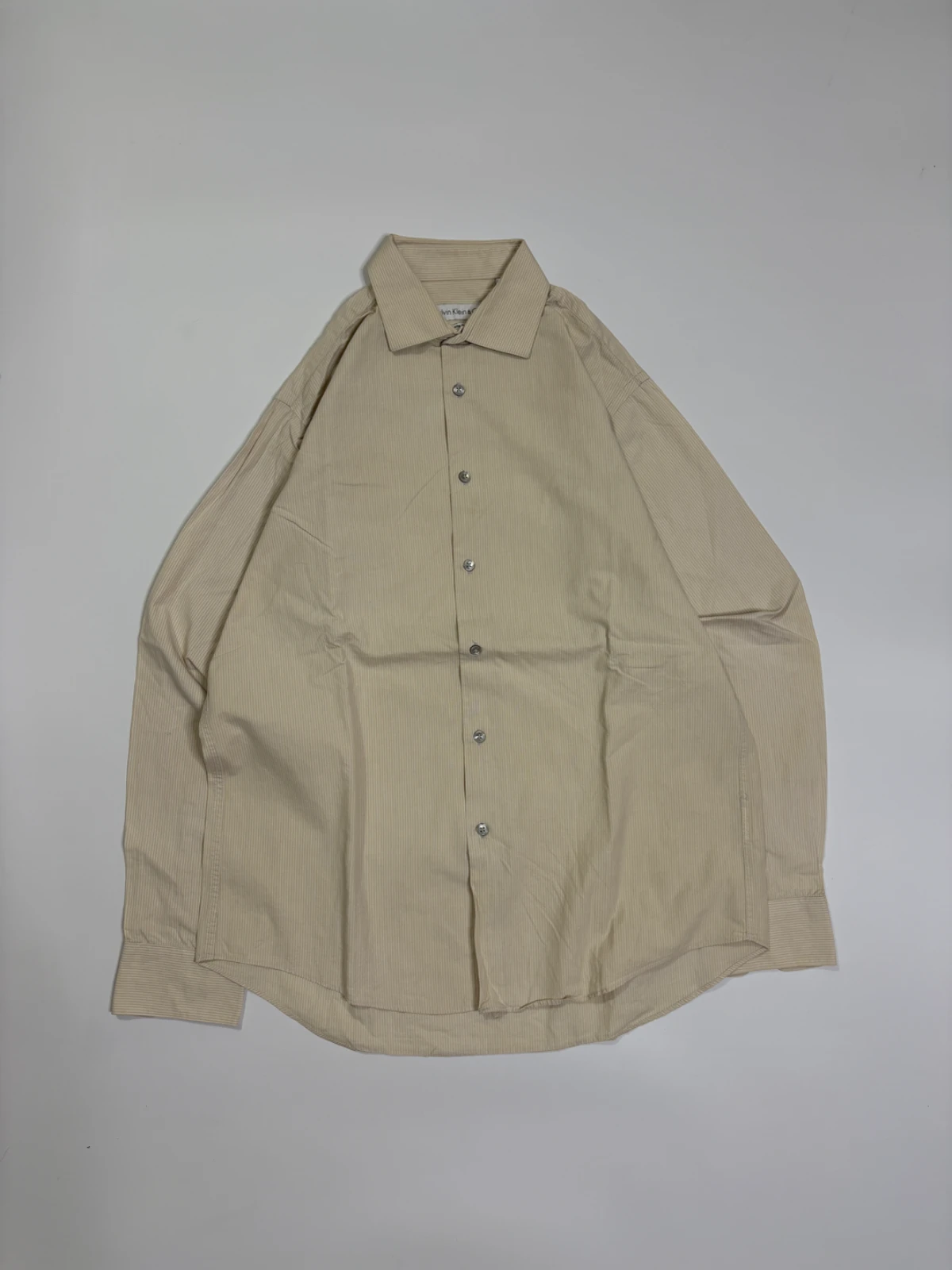 Calvin Klein Beige Pinstripe Formal Shirt - View 1