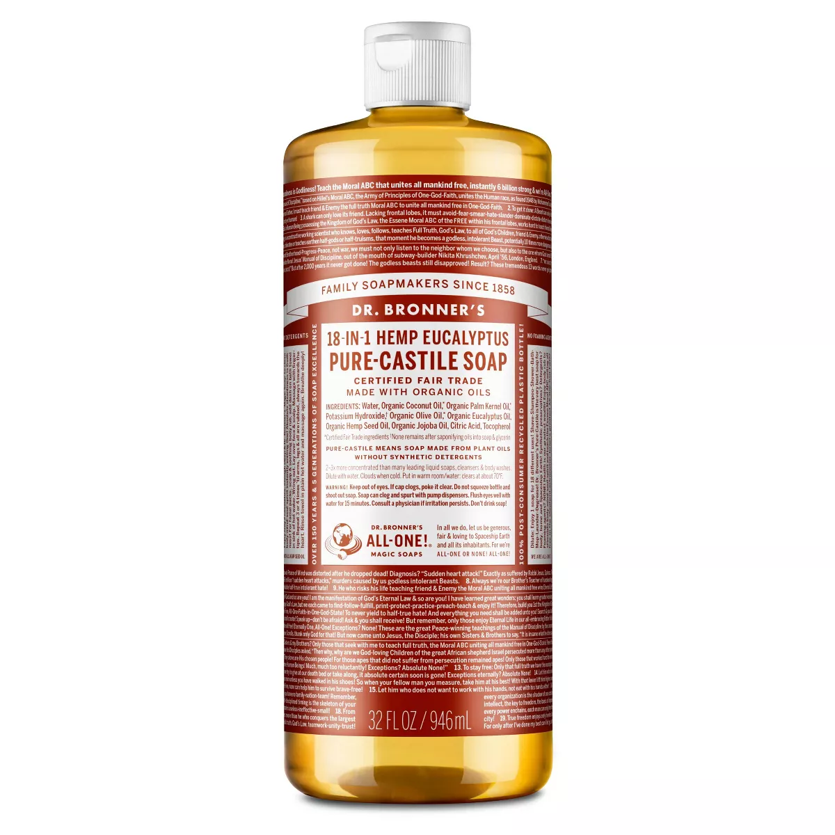 produit-Dr. Bronner's - Magic Soap18-IN-1 Pur Castile EUCALYPTUS |Savon de Castille liquide Eucalyptus 18-en-1