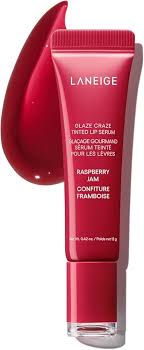 produit-laneige - glaze craze tinted lip serum, raspberry jam| serum teinté nourrissante avec le polypeptide