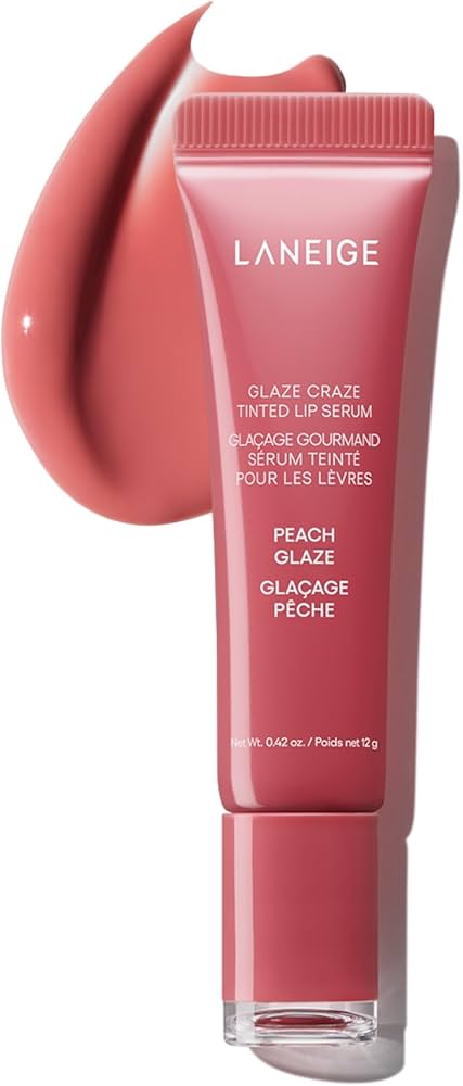 produit-laneige - glaze craze tinted lip serum peach glaze| sérum teinté pour les lèvres glaze craze teinte : peach glaze