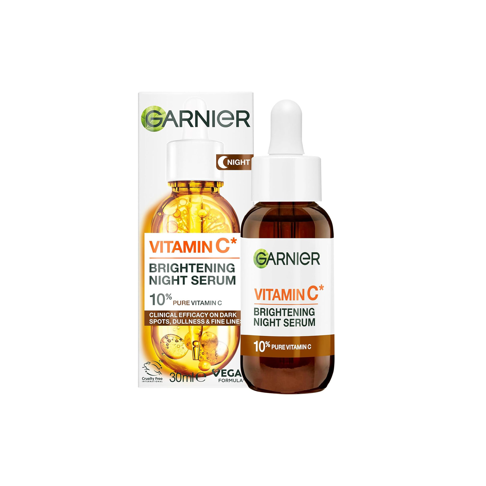 produit-garnier sérum nuit booster d’éclat à la vitamine c pure 10%/10% pure vitamin c overnight serum 30ml