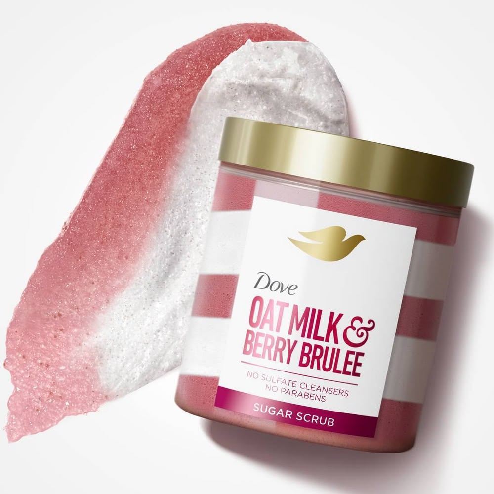 produit-dove beauty body sugar scrub - oat milk & berry brulee 