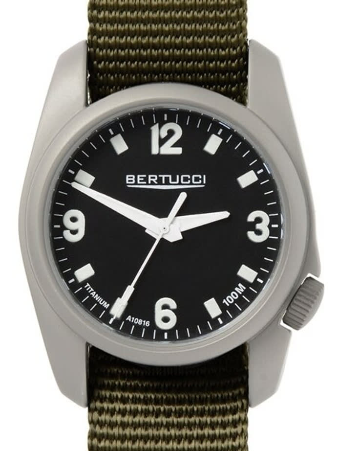 Bertucci A-1T Titanium 36mm Field Watch with Olive Nylon Strap #10302