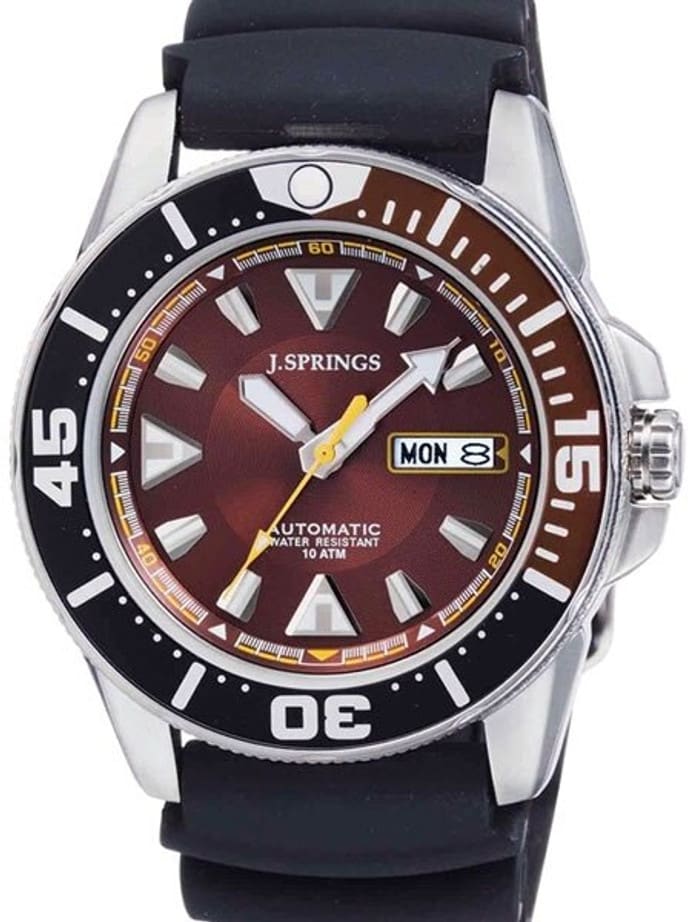 J. Springs Automatic 21-Jewel Sport Dive Watch with Day and Date, Brown Dial #BEB091