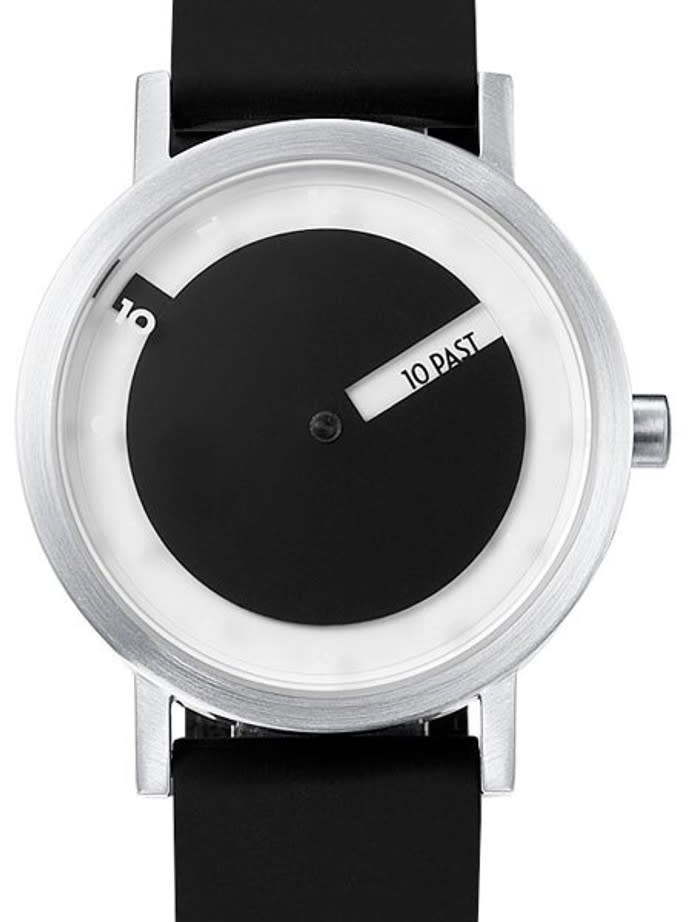 Projects 40mm Silver Till Quartz Watch with Black Silicone Strap #7215SL