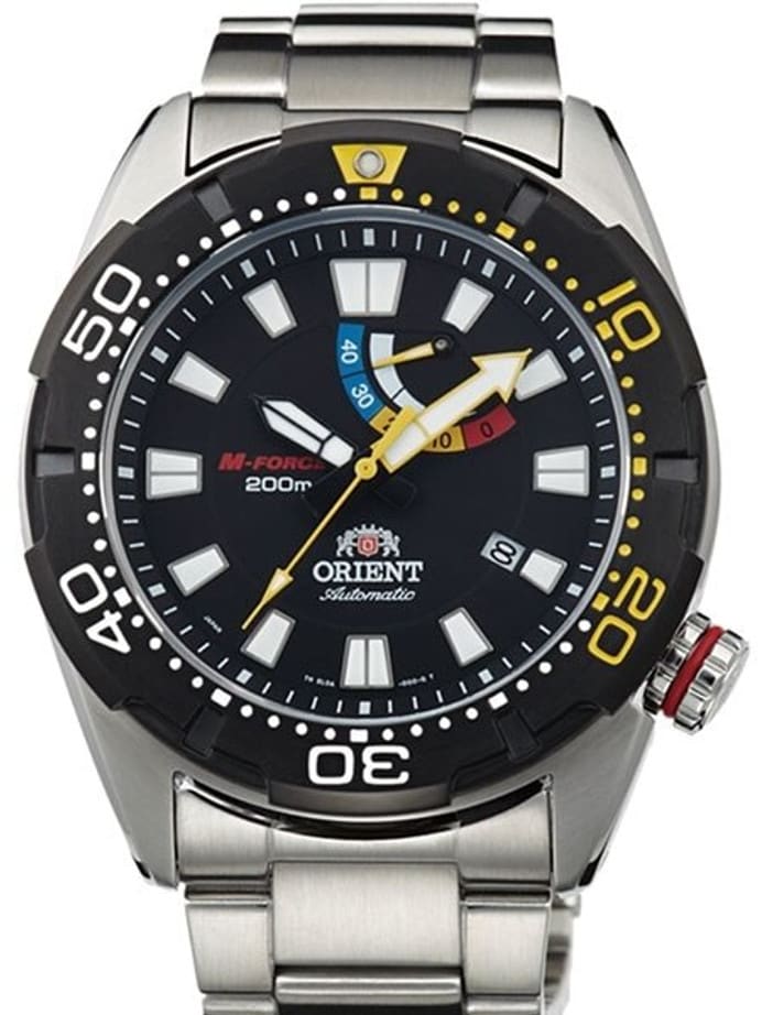 Orient M-Force Bravo Automatic Black Dive Watch with Power Reserve Meter #EL0A001B