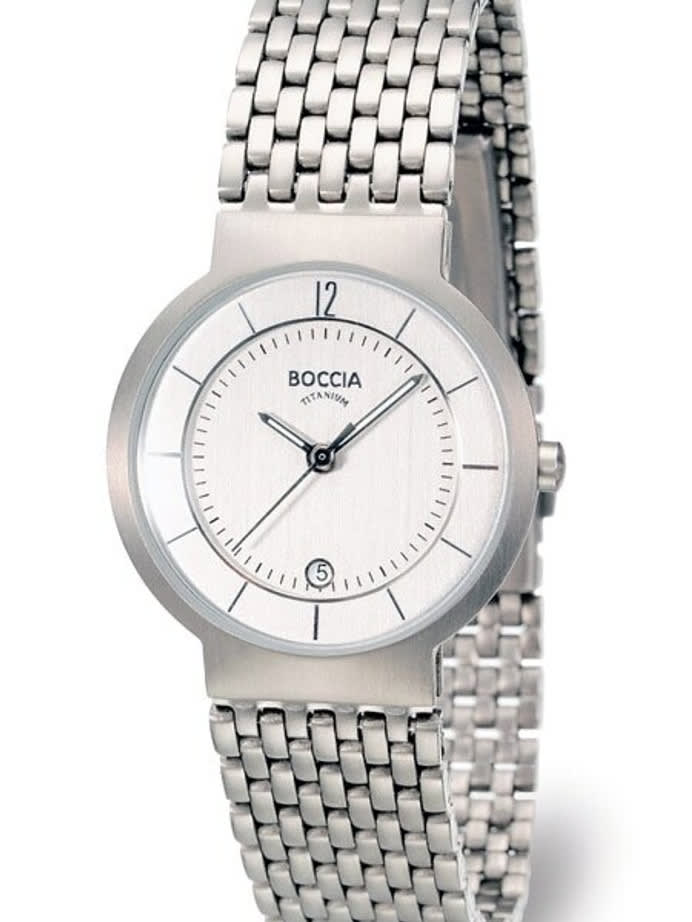 Boccia Ladies Silver Quartz Watch with Titanium Case and Matching Bracelet #3123-01