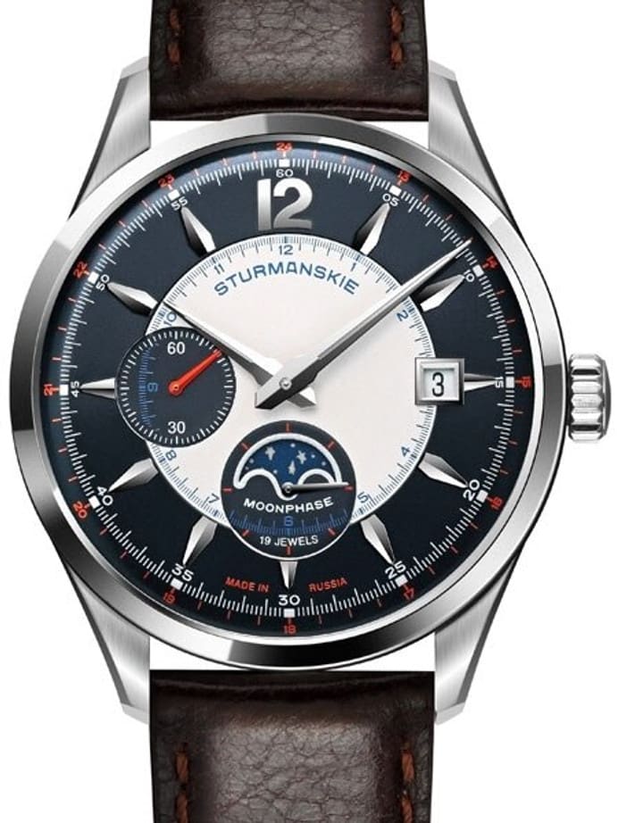 Sturmanskie Moonphase, Russian Manual Winding Mechanical Watch with 42mm Stainless Steel Case #1845988