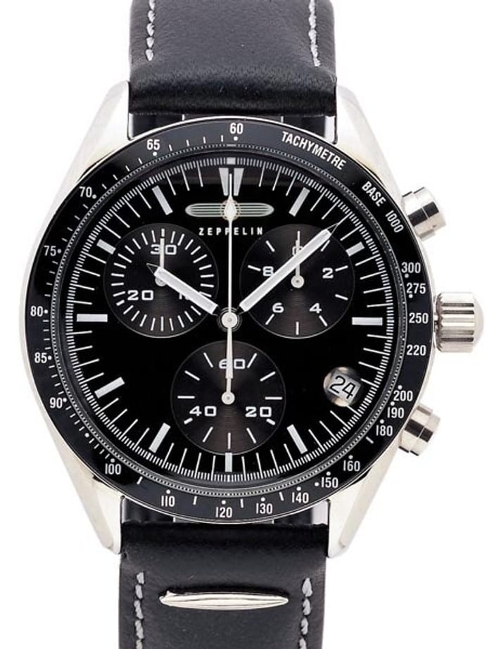 Graf Zeppelin Aviator-Style Chronograph, Black Line Watch #7286-2