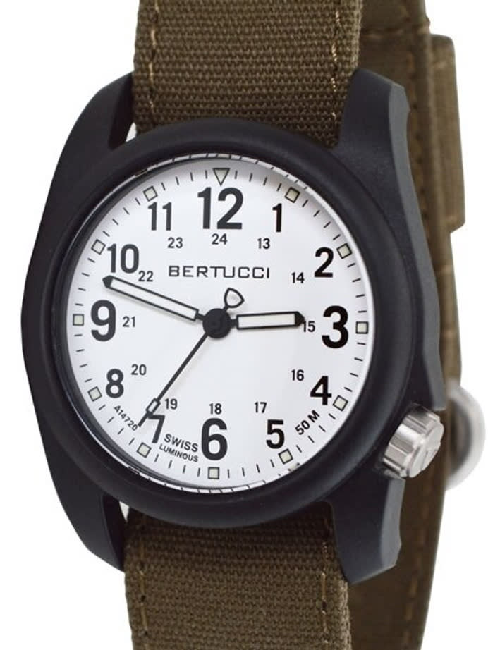 Bertucci DX3 Canvas Polycarbonate Unibody Watch, Bark Comfort Band, White Dial - 11089