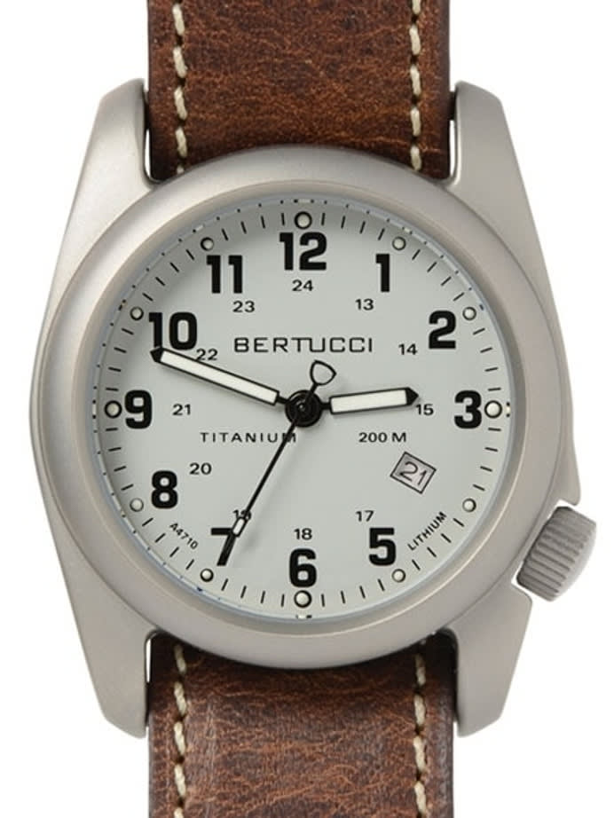 Bertucci A-2T Titanium Watch, 10-Year Lithium Battery, Horween Leather #12716