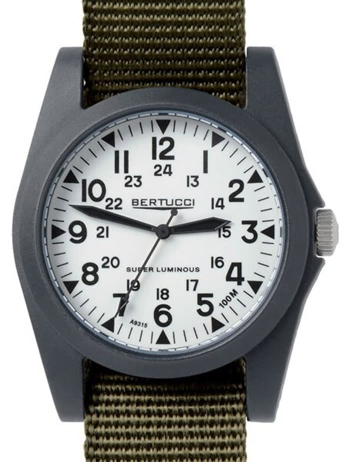 Bertucci A-3P Sportsman Vintage Field Watch with a 42mm Black Case, Luminous Dial - 13356