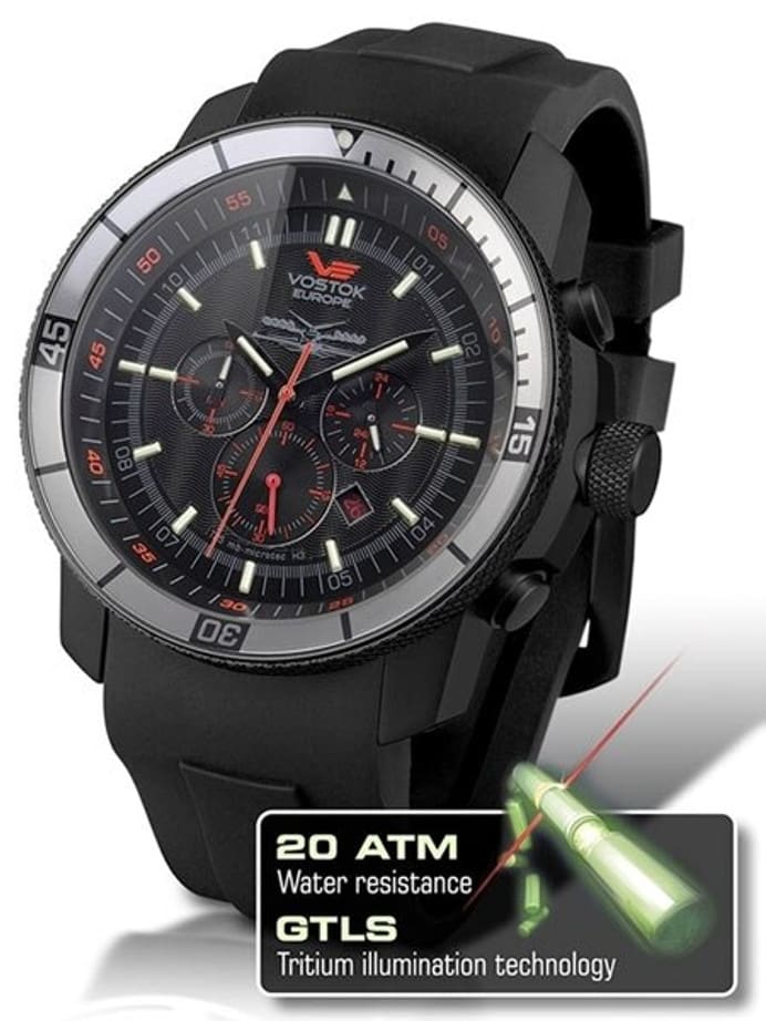 Vostok-Europe Ekranoplan Caspian Sea Monster Tritium Tube Chronograph #5464136