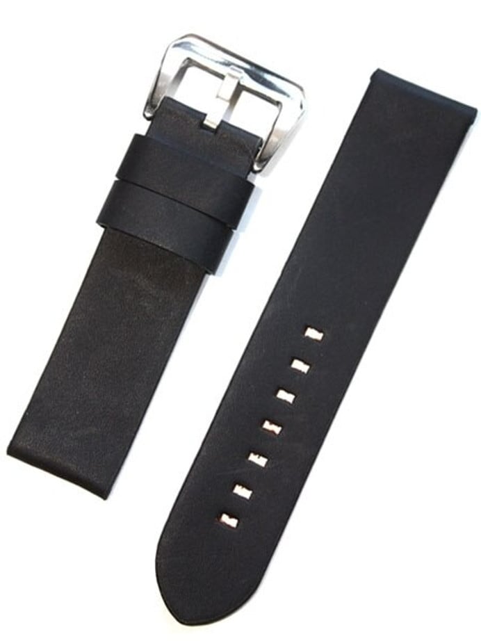 Panerai-Style Italian Vintage Black Leather Watch Strap #DIY-38330