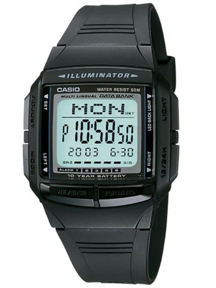 Casio Multi-Liningual Watch with Alarm, Dual Time, Databank and Chronograph #DB-36-1A