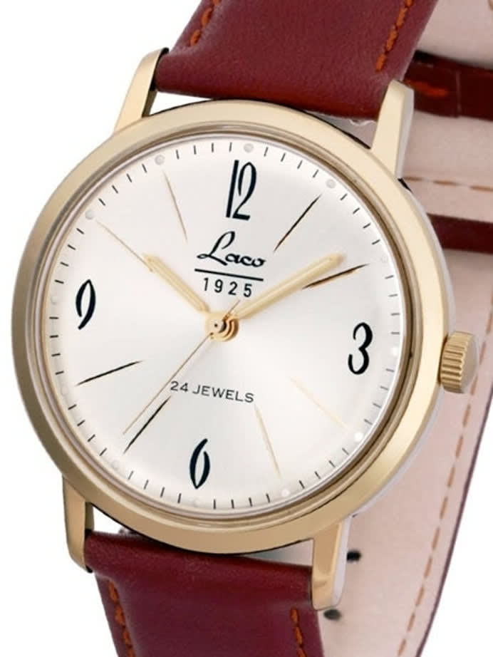 Laco Vintage Automatic Goldtone Watch with Domed Acrylic Crystal #861779