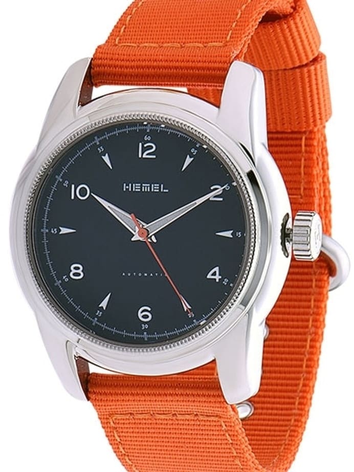 HEMEL Arrowhead Automatic Military-Styled Watch with Matte Black Dial and Sapphire Crystal #HM3