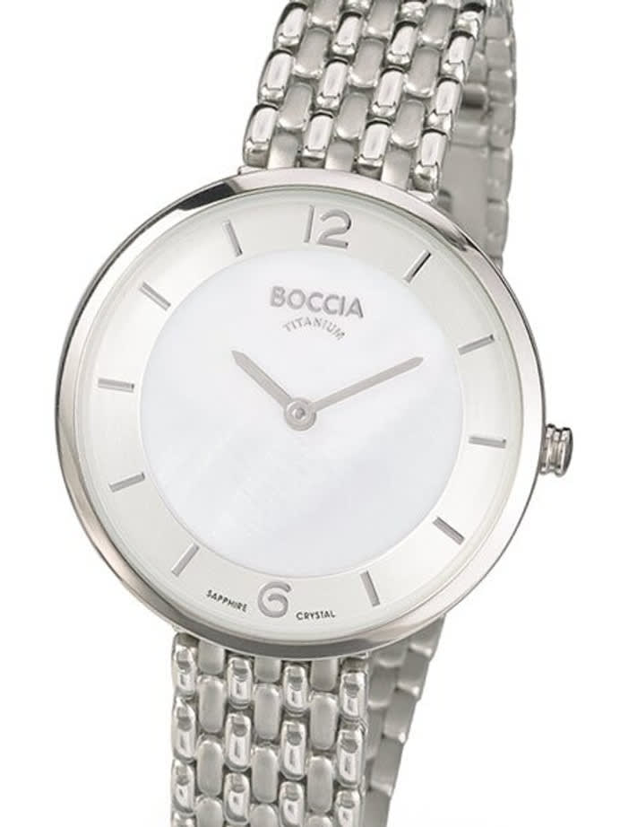 Boccia Ladies Quartz Watch with MOP Dial, Titanium Case and Matching Bracelet #3244-05