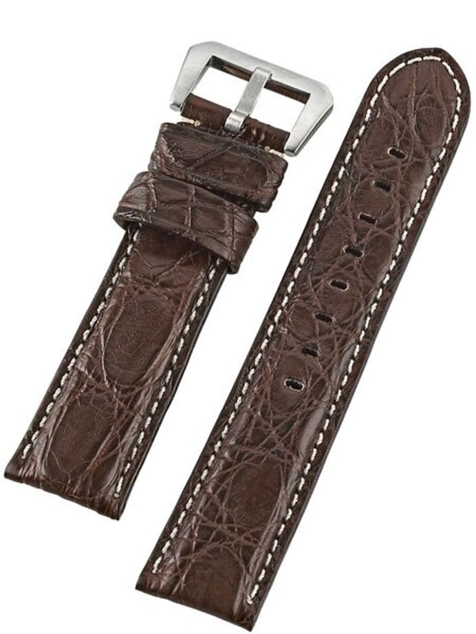 Toscana Dark Brown Genuine Cayman Crocodile Watch Strap with Leather Lining #GR-90002