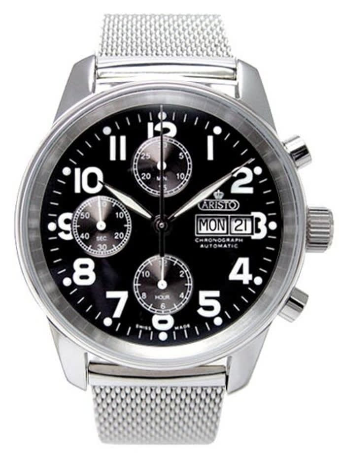 Aristo 4H123M Valjoux 7750 Automatic Chronograph with Steel Mesh Bracelet
