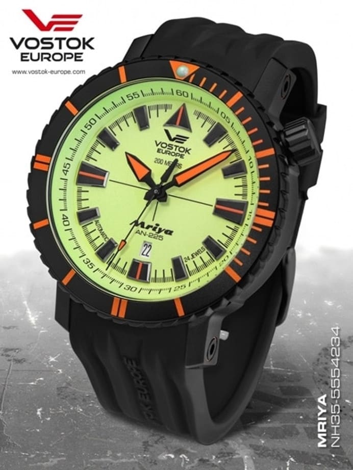 Vostok-Europe Mriya Automatic 200 Meter Dive Watch with SuperLuminova Dial #5554234