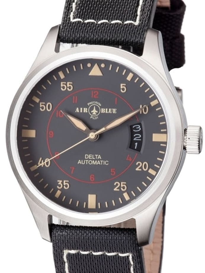Air Blue Delta Automatic Pilot Watch with 44mm Case, Sapphire Crystal #DELTAAUTOSSGREY
