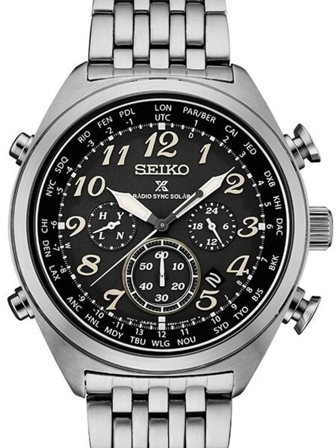 Seiko Prospex Radio Sync, Solar Powered, Chronograph, World Time Watch #SSG017
